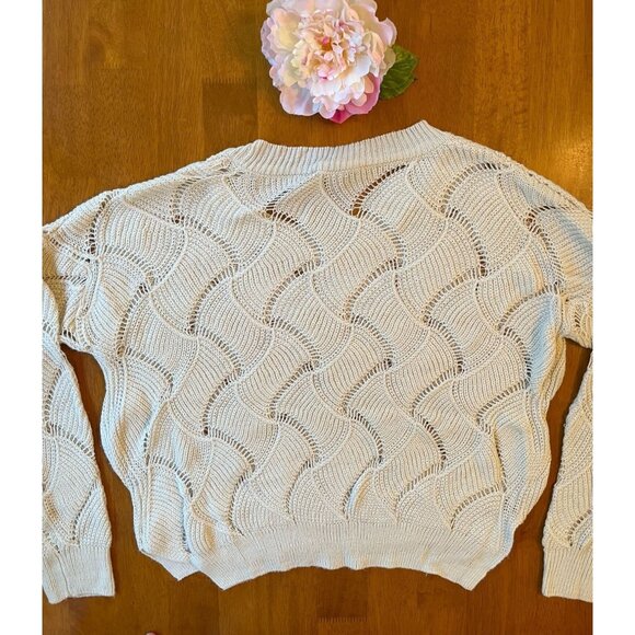 Anthropologie Staring at Stars Chunky Knit Open Weave Sweater Long Sleeve Comfor - Picture 2 of 8